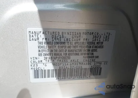 2015 Nissan Sentra Sv from USA, damaged, VIN 3N1AB7AP1FY283769